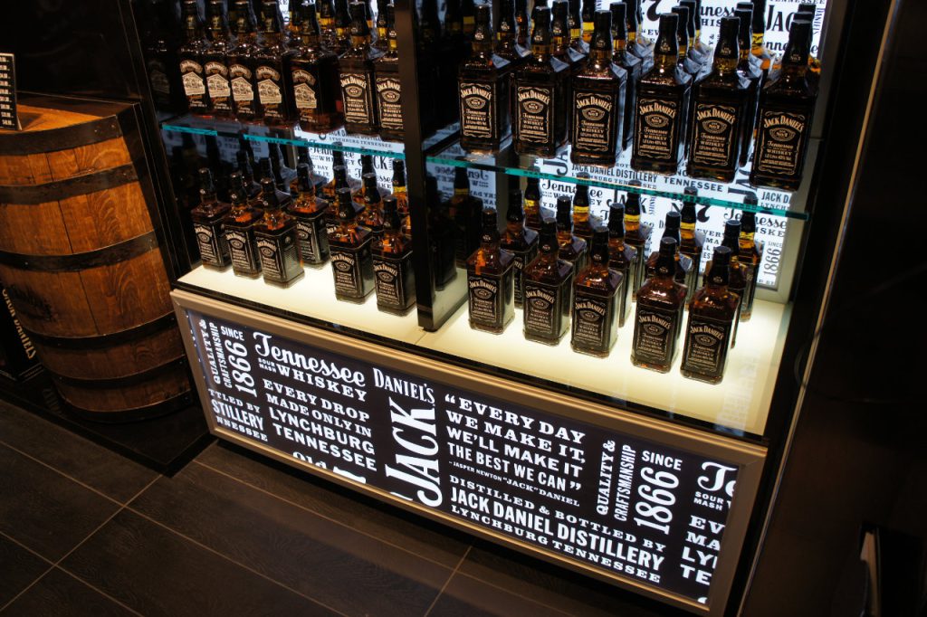 Jack Daniels LV display shelves by JNR Millwork