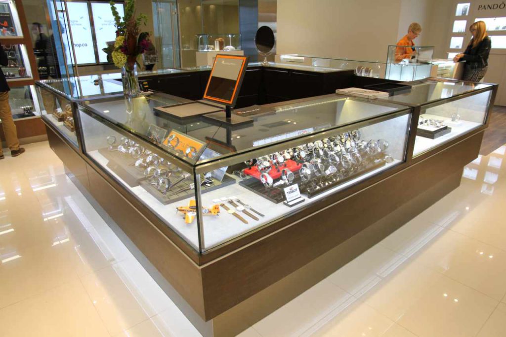 Display cases for Mani Jewellers made by JNR Millwork
