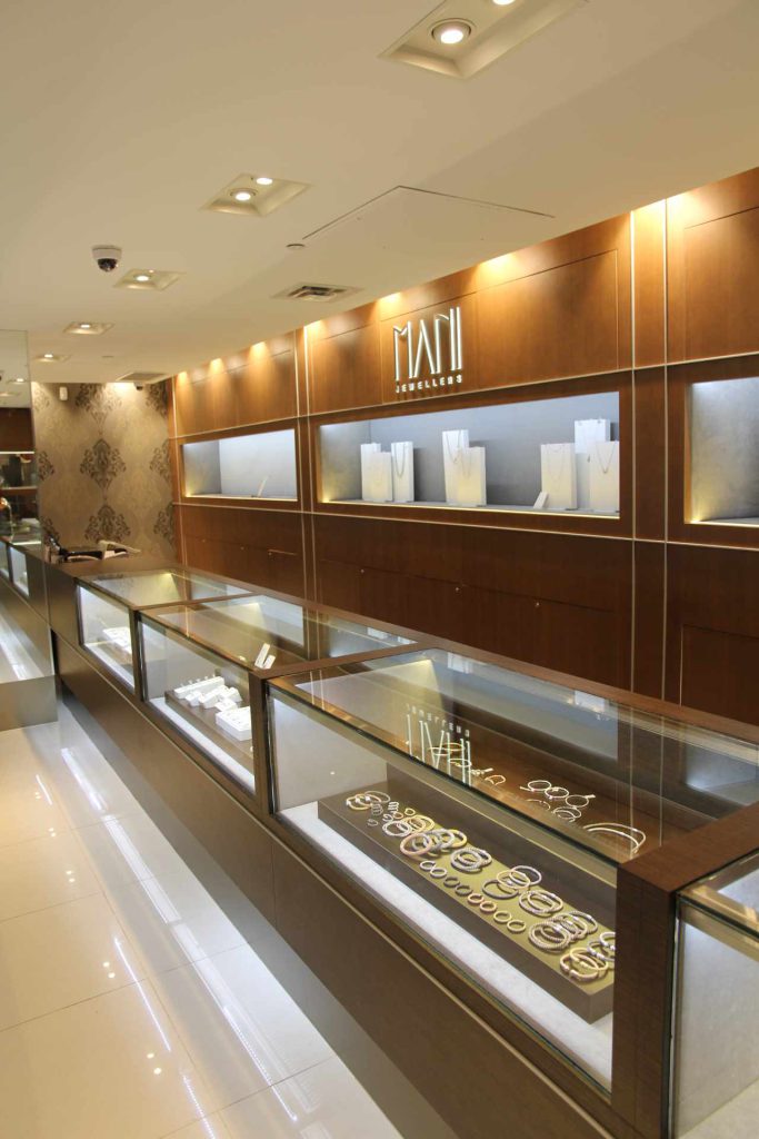 Display cases for Mani Jewellers made by JNR Millwork